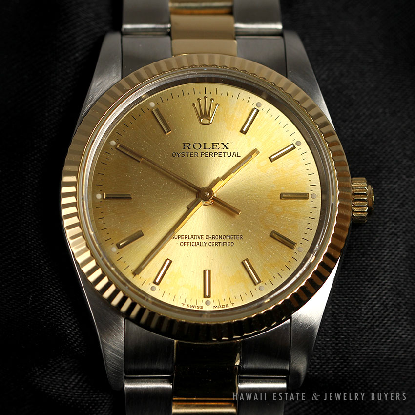 Rolex Men's 34mm Oyster Perpetual No-Date Ref 14233 Two Tone Wrist ...