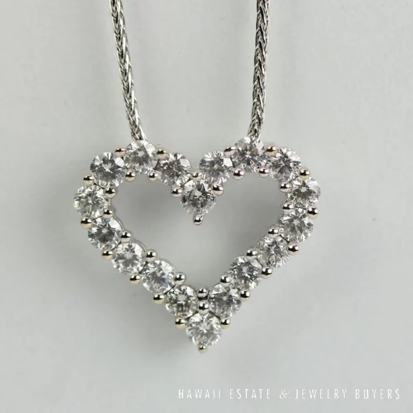 1.80CTW Diamond Heart 14k White Gold Pendant & Necklace Chain 18 ...